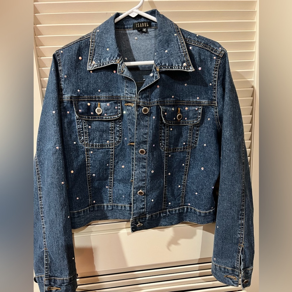 GREAT (L) Embellished denim jean jacket.